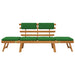 Tuinbank Met Kussens 2-In-1 190 Cm Massief Acaciahout Bruin en groen