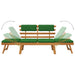 Tuinbank Met Kussens 2-In-1 190 Cm Massief Acaciahout Bruin en groen