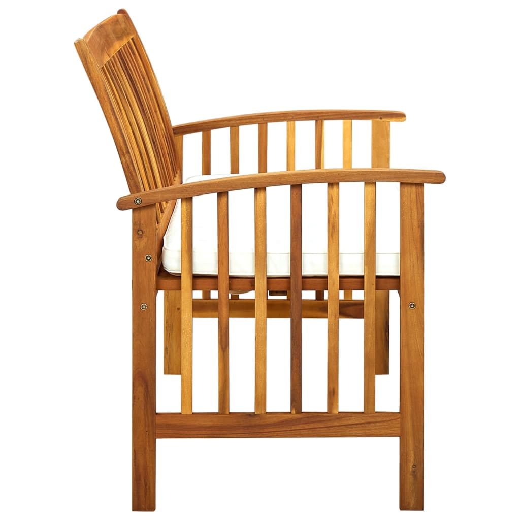 Tuinbank Met Kussen 119 Cm Massief Acaciahout crème