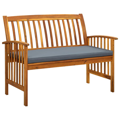 Tuinbank Met Kussen 119 Cm Massief Acaciahout Donkergrijs