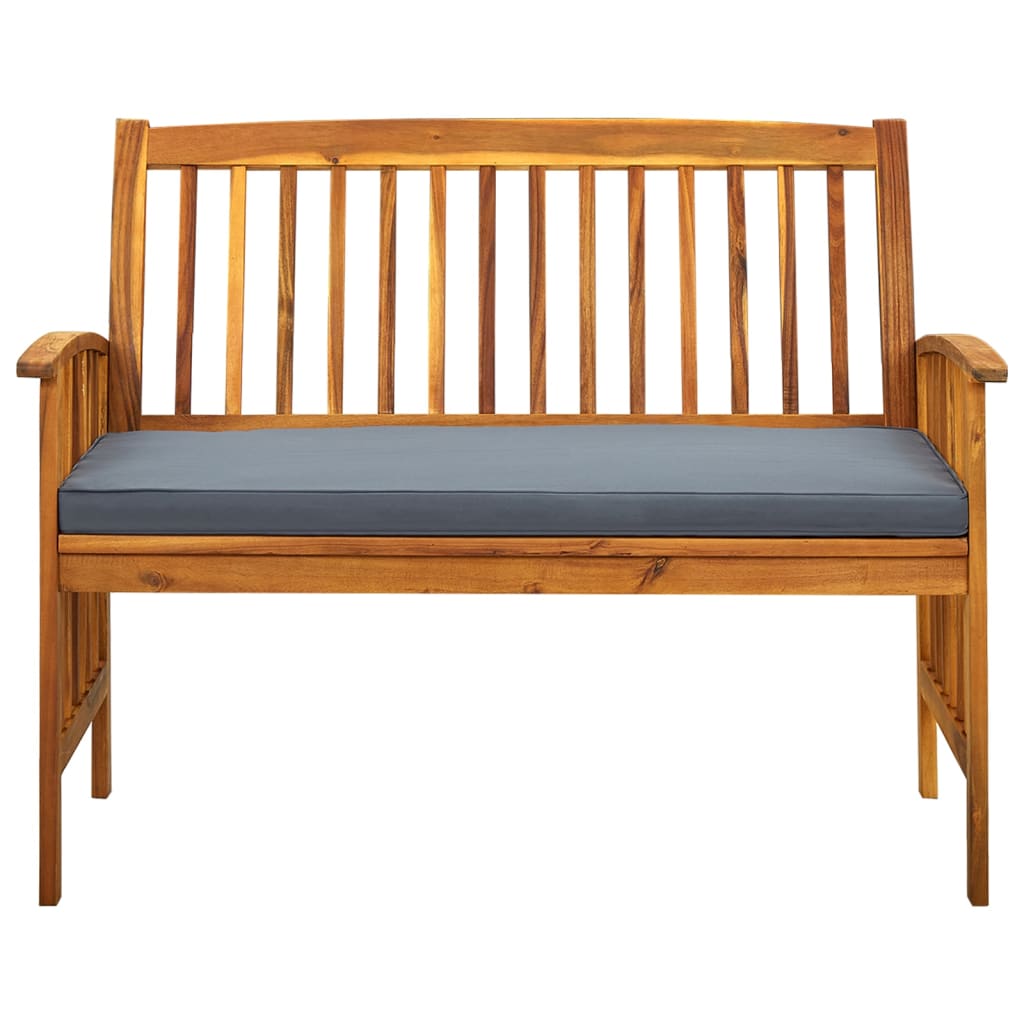 Tuinbank Met Kussen 119 Cm Massief Acaciahout Donkergrijs