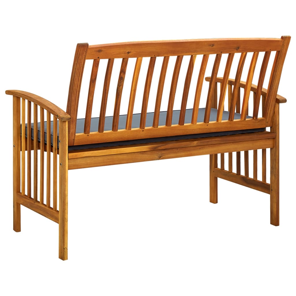 Tuinbank Met Kussen 119 Cm Massief Acaciahout Donkergrijs