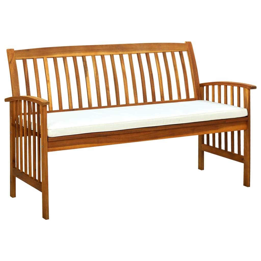 Tuinbank Met Kussen 147 Cm Massief Acaciahout crème