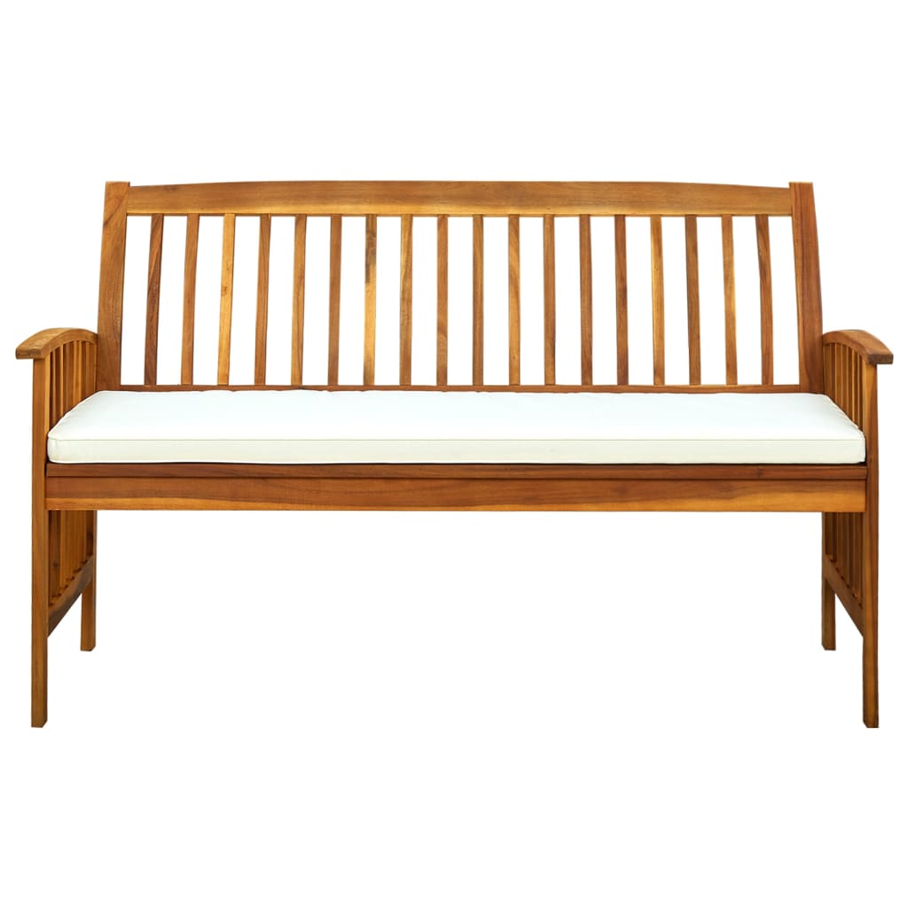 Tuinbank Met Kussen 147 Cm Massief Acaciahout crème