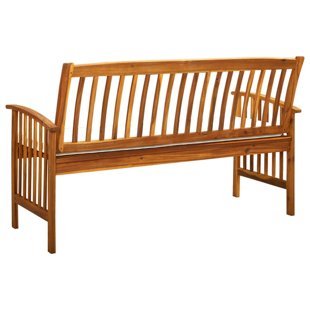 Tuinbank Met Kussen 147 Cm Massief Acaciahout crème