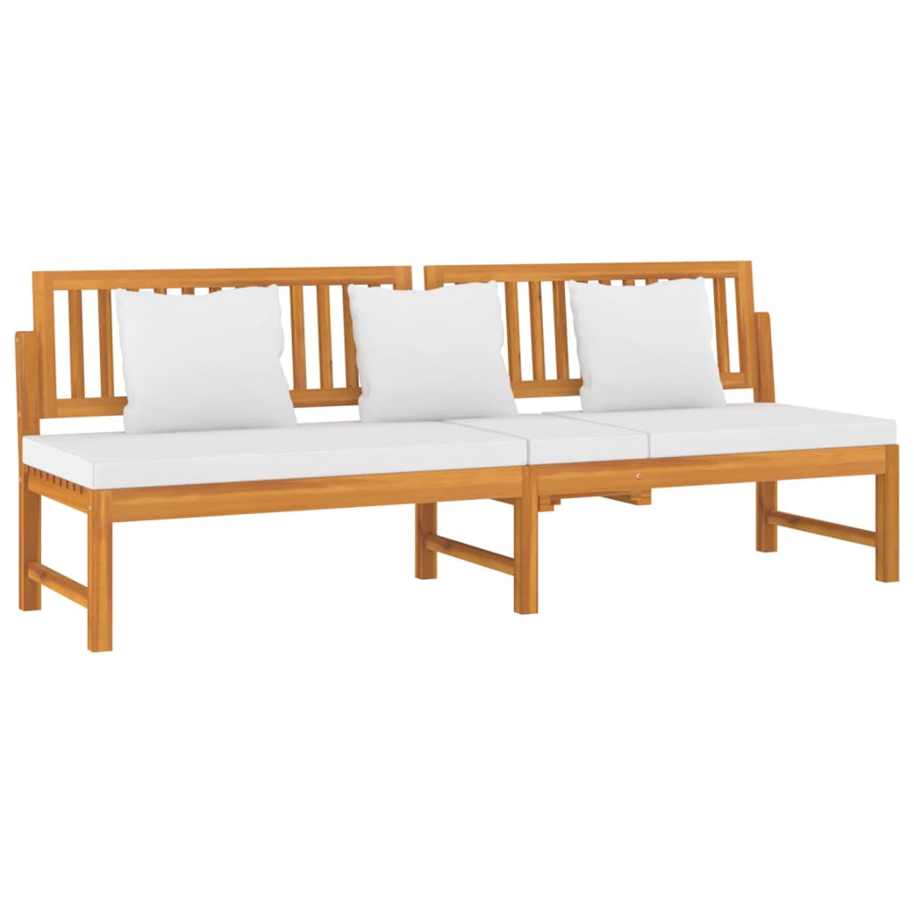 Dagbed met crèmekleurig kussen 200x60x75 cm massief acaciahout