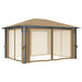 Prieel met gordijn 400x300 cm aluminium taupe