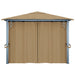 Prieel met gordijn 400x300 cm aluminium taupe