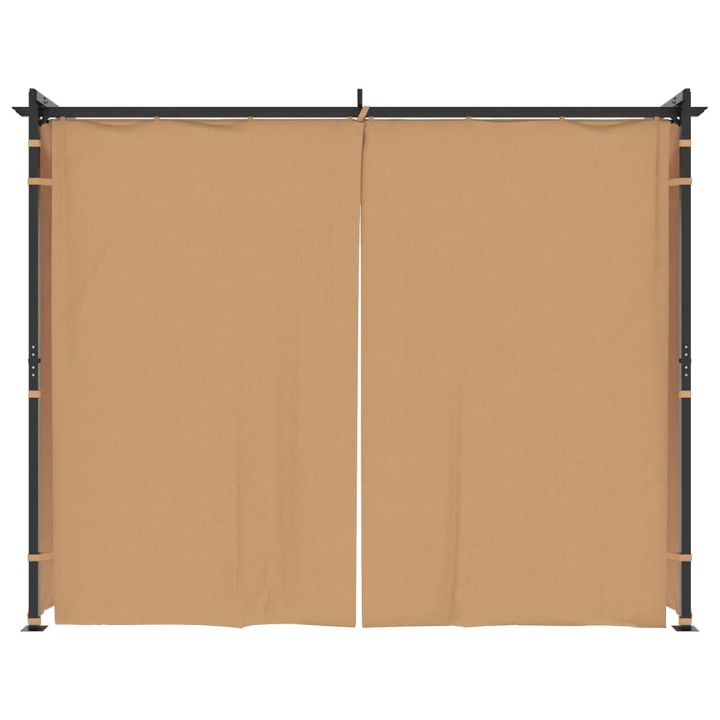 Prieel met gordijnen 3x3 m staal taupe