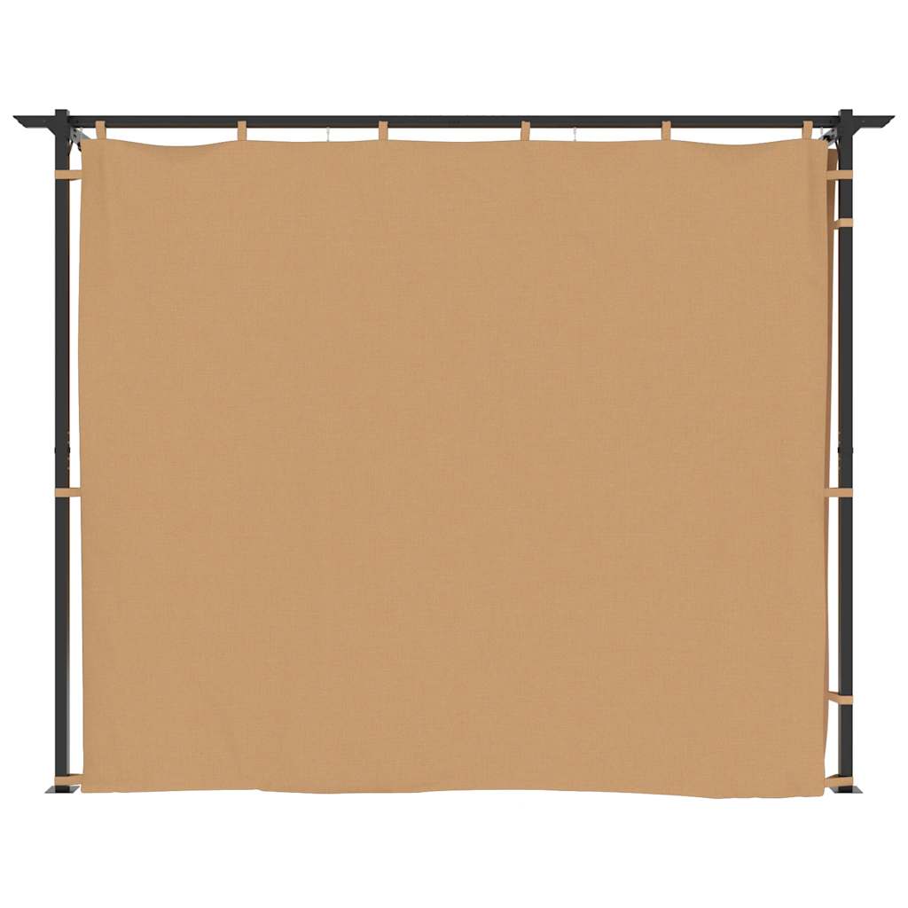 Prieel met gordijnen 3x3 m staal taupe
