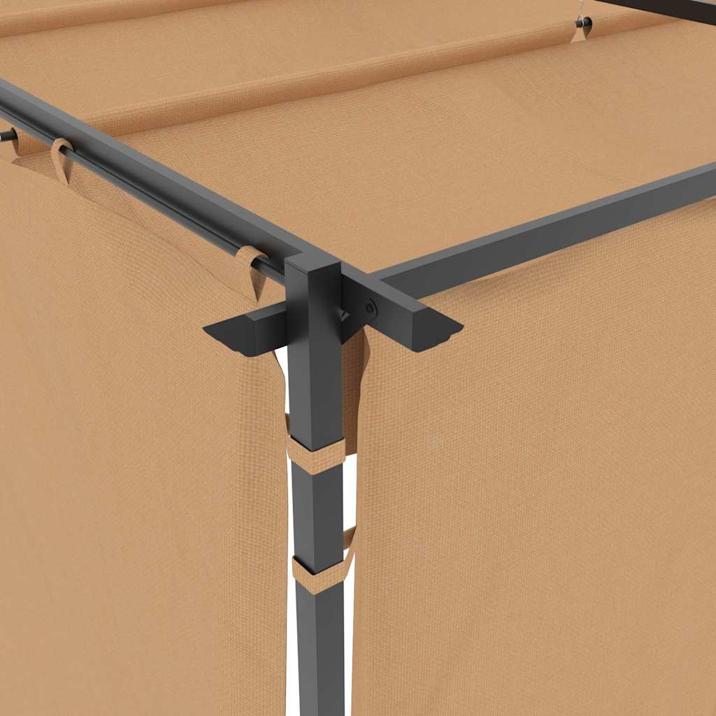 Prieel met gordijnen 3x3 m staal taupe