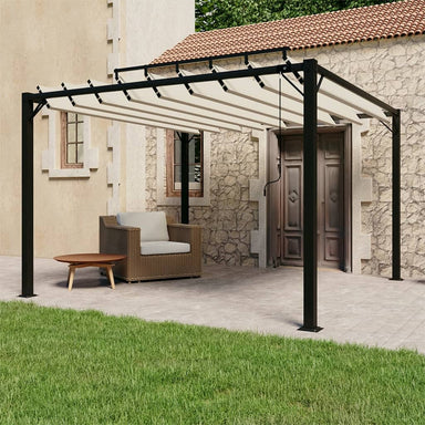 Prieel met lamellendak 3x3 m stof en aluminium crèmekleurig