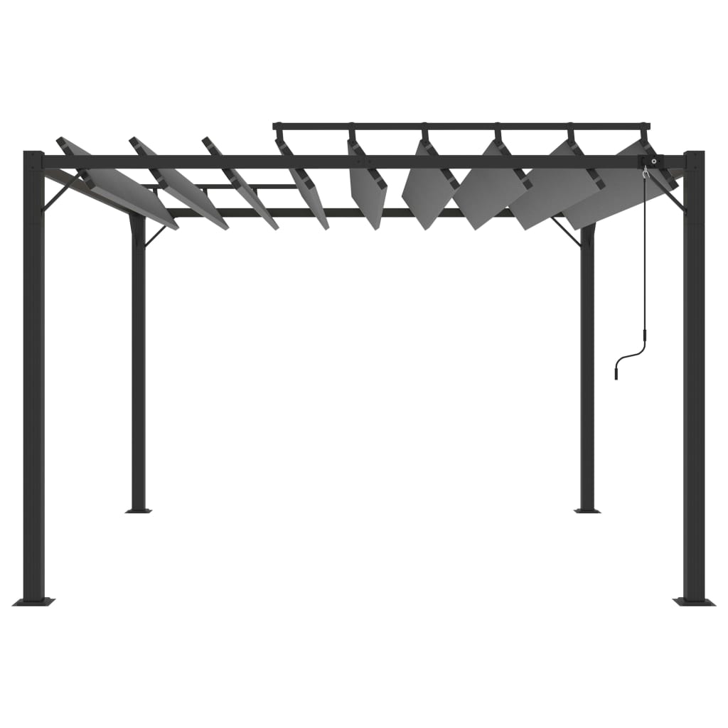 Prieel met lamellendak 3x3 m stof en aluminium antracietkleurig
