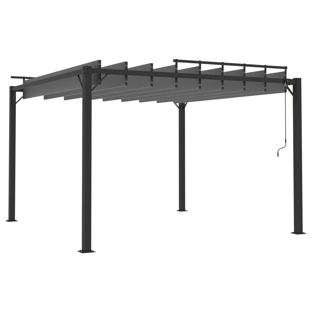 Prieel met lamellendak 3x3 m stof en aluminium antracietkleurig