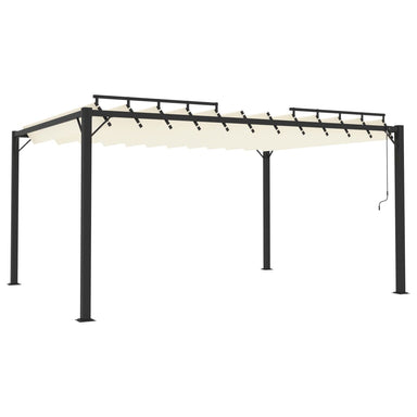 Prieel met lamellendak 3x4 m stof en aluminium crèmekleurig