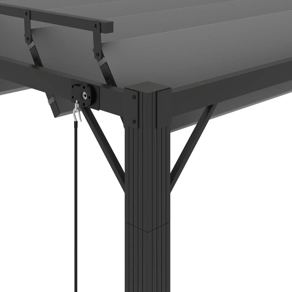 Prieel met lamellendak 3x4 m stof en aluminium antracietkleurig