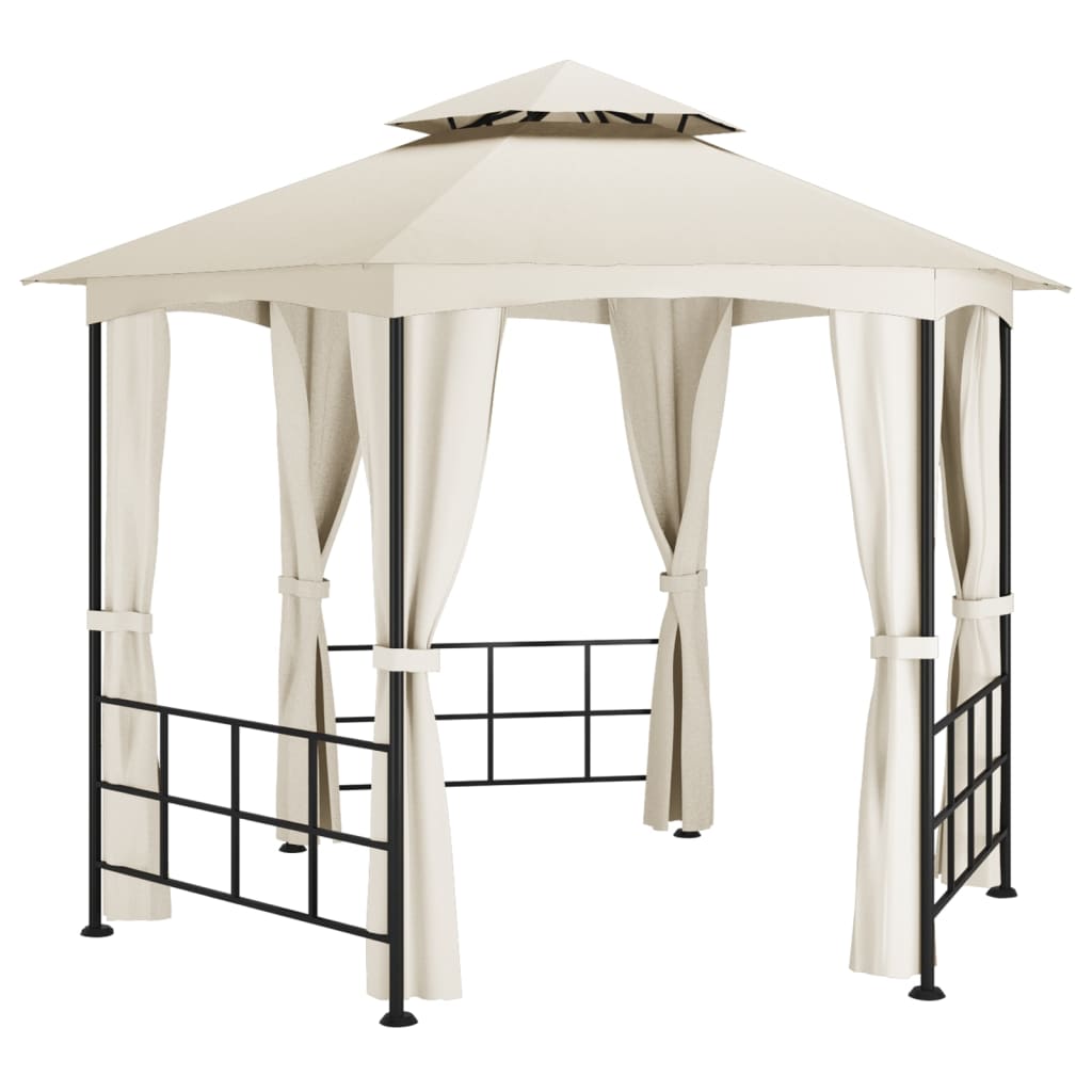 Prieel met zijwanden 3,1x2,7 m crèmekleurig
