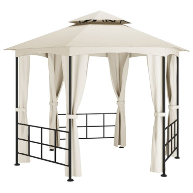 Prieel met zijwanden 3,1x2,7 m crèmekleurig