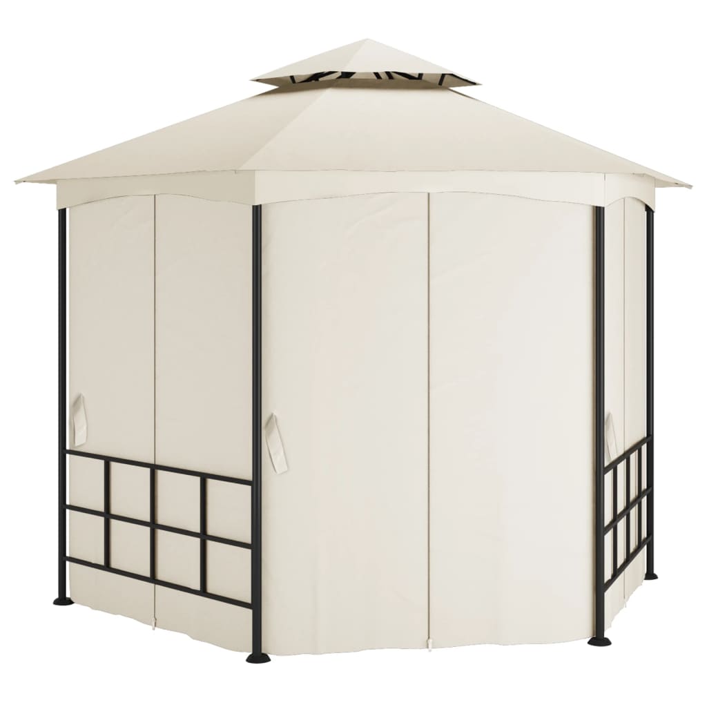 Prieel met zijwanden 3,1x2,7 m crèmekleurig