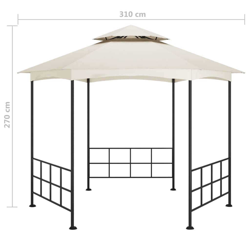 Prieel met zijwanden 3,1x2,7 m crèmekleurig