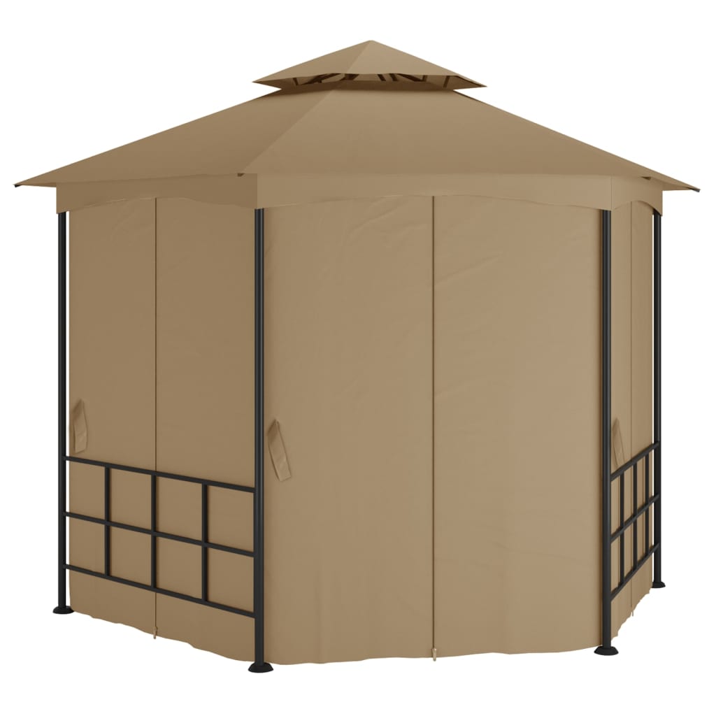Prieel met zijwanden 3,1x2,7 m taupe