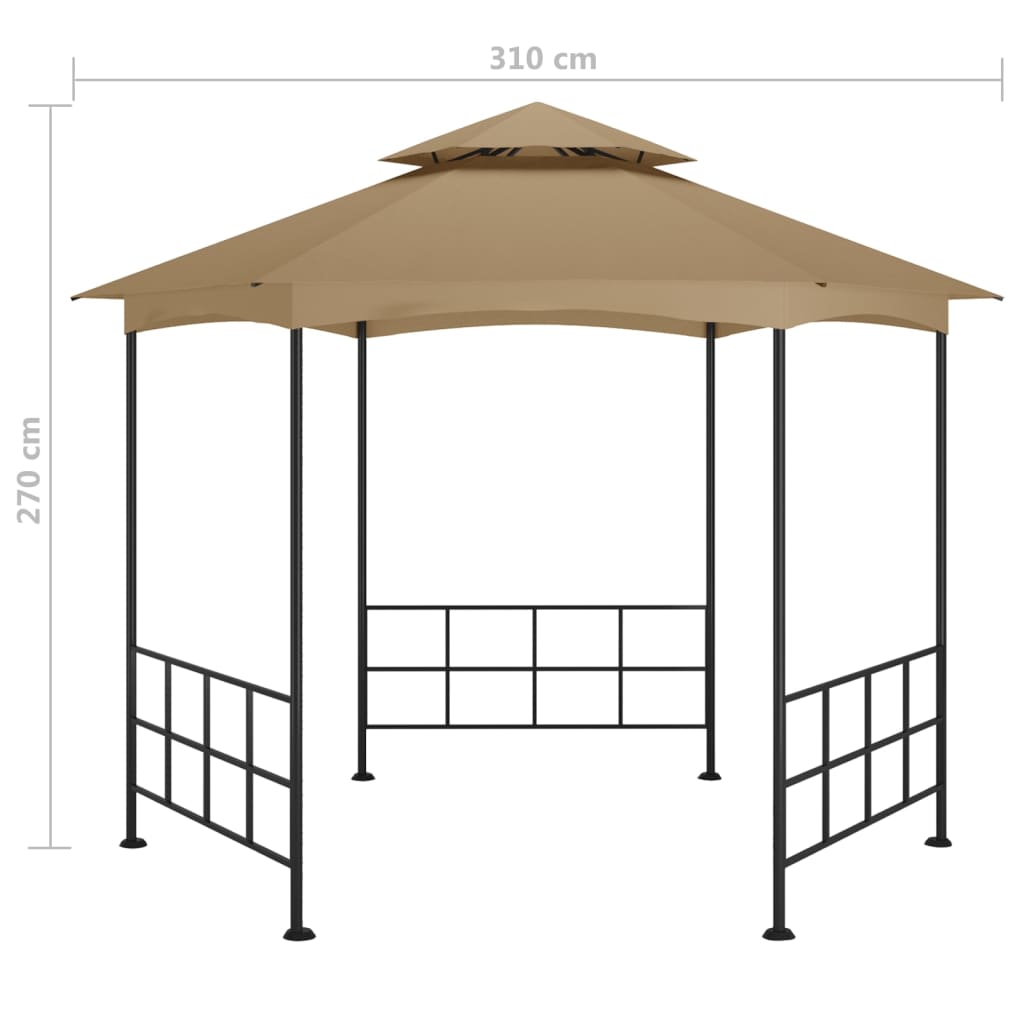 Prieel met zijwanden 3,1x2,7 m taupe