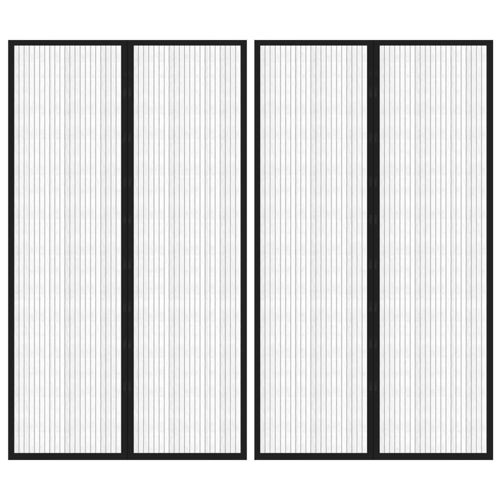 Insectendeurgordijnen 2 st magnetisch 200x80 cm zwart