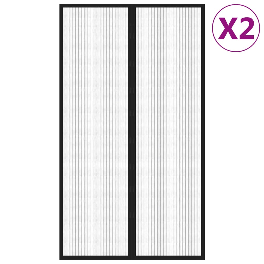 Insectendeurgordijnen 2 st magnetisch 200x80 cm zwart