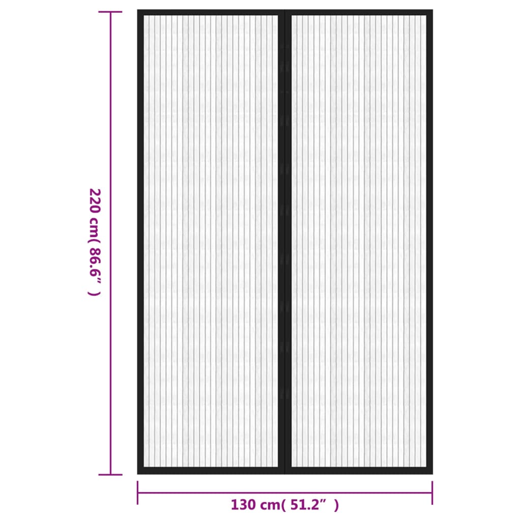 Insectendeurgordijnen 2 st magnetisch 220x130 cm zwart