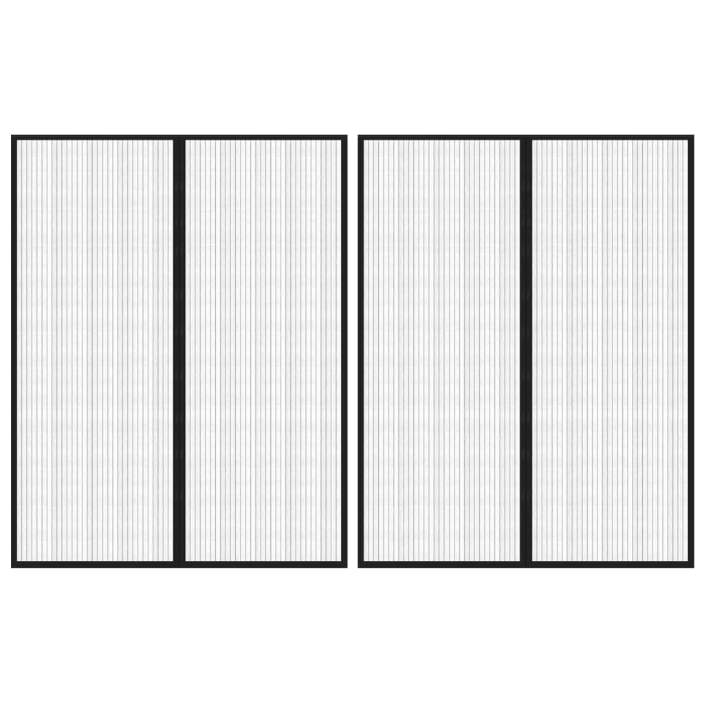 Insectendeurgordijnen 2 st magnetisch 230x160 cm zwart