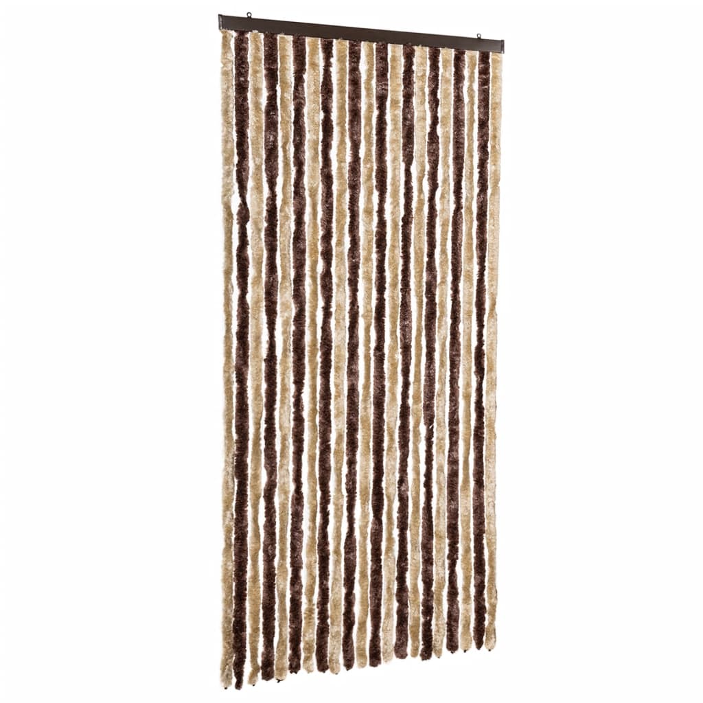 Vliegengordijn 90x200 cm chenille beige en lichtbruin