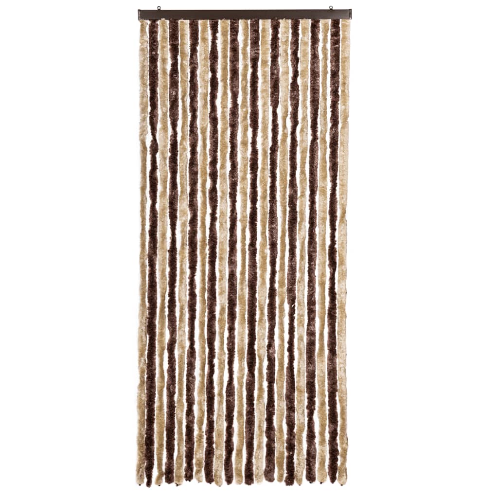 Vliegengordijn 90x200 cm chenille beige en lichtbruin