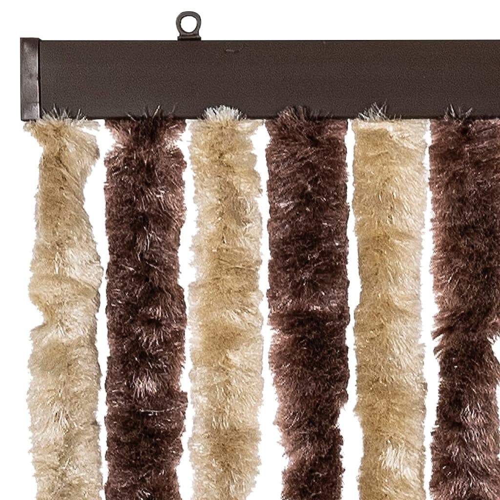 Vliegengordijn 90x200 cm chenille beige en lichtbruin