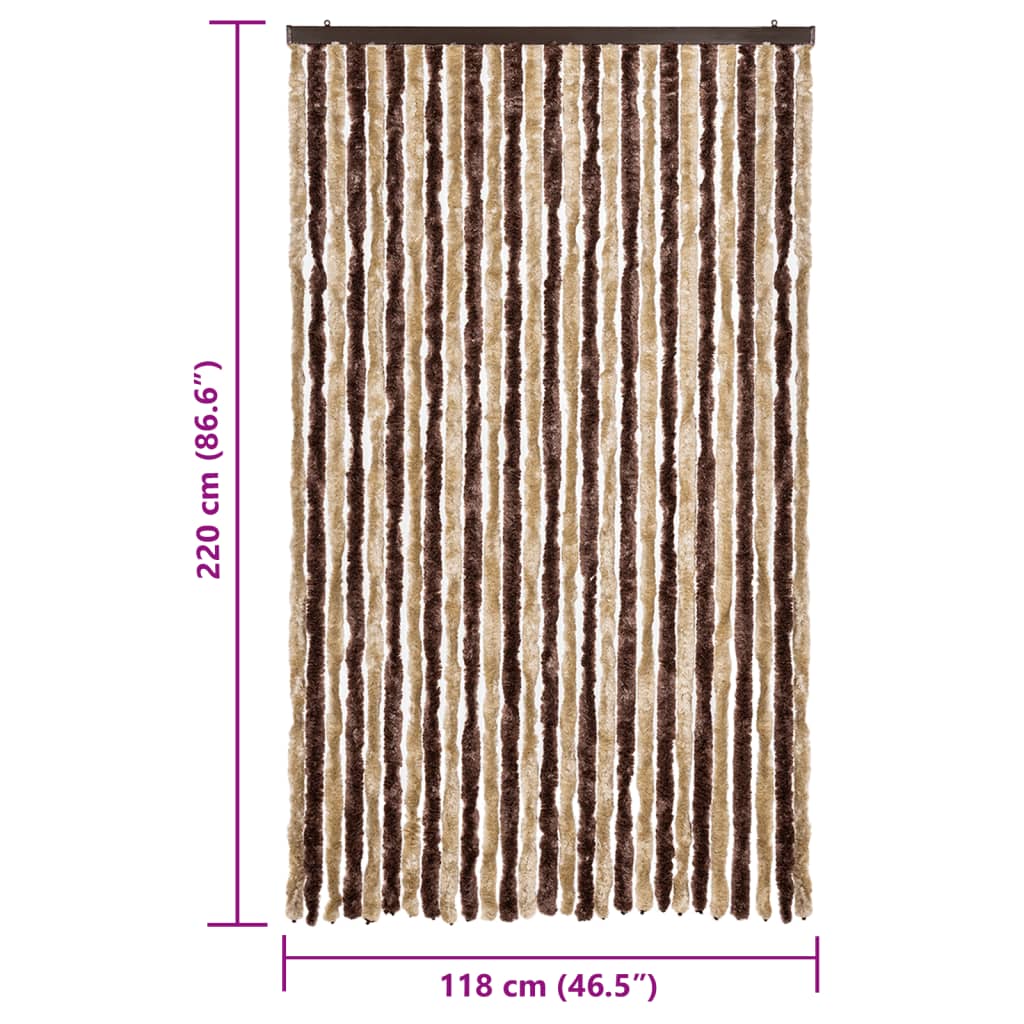Vliegengordijn 118x220 cm chenille beige en lichtbruin