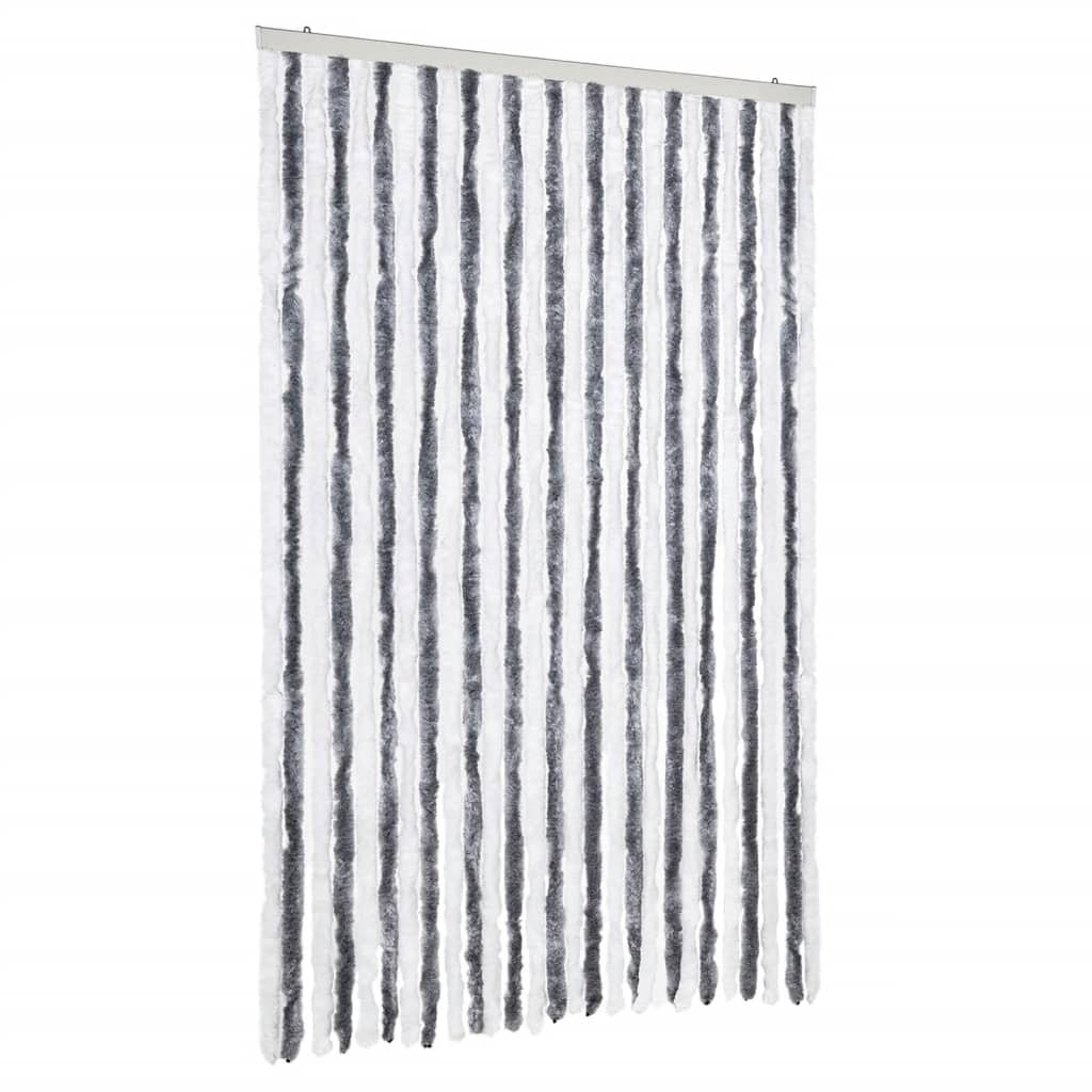 Vliegengordijn 118x220 cm chenille grijs en wit