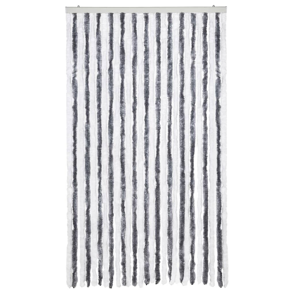 Vliegengordijn 118x220 cm chenille grijs en wit
