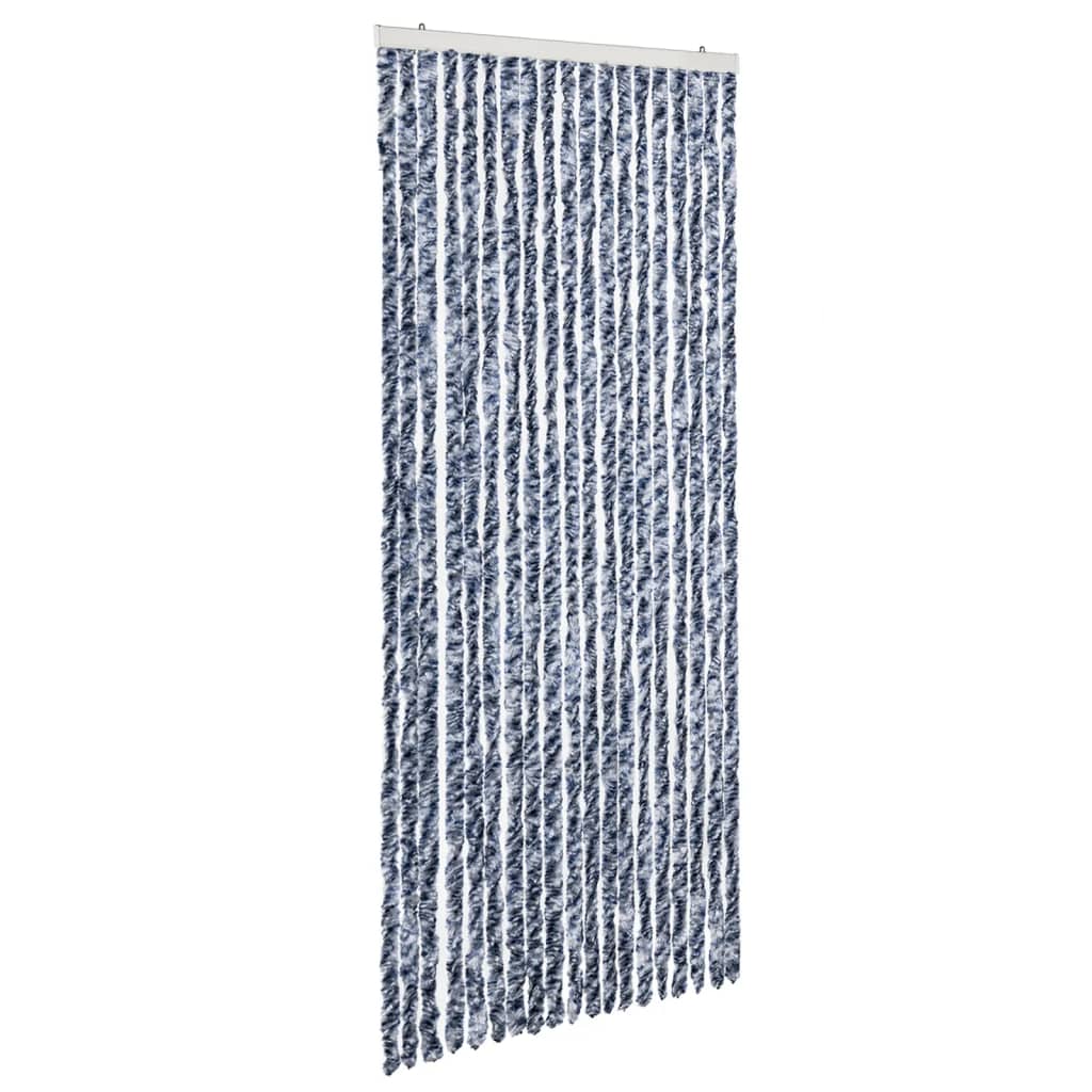 Vliegengordijn 56x200 cm chenille blauw en wit