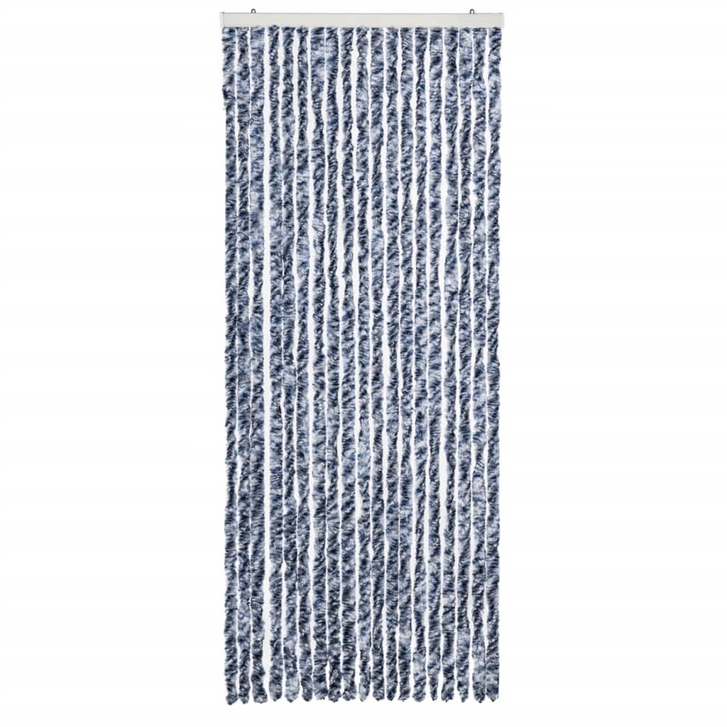 Vliegengordijn 56x200 cm chenille blauw en wit