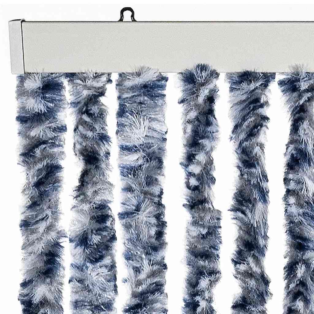 Vliegengordijn 56x200 cm chenille blauw en wit