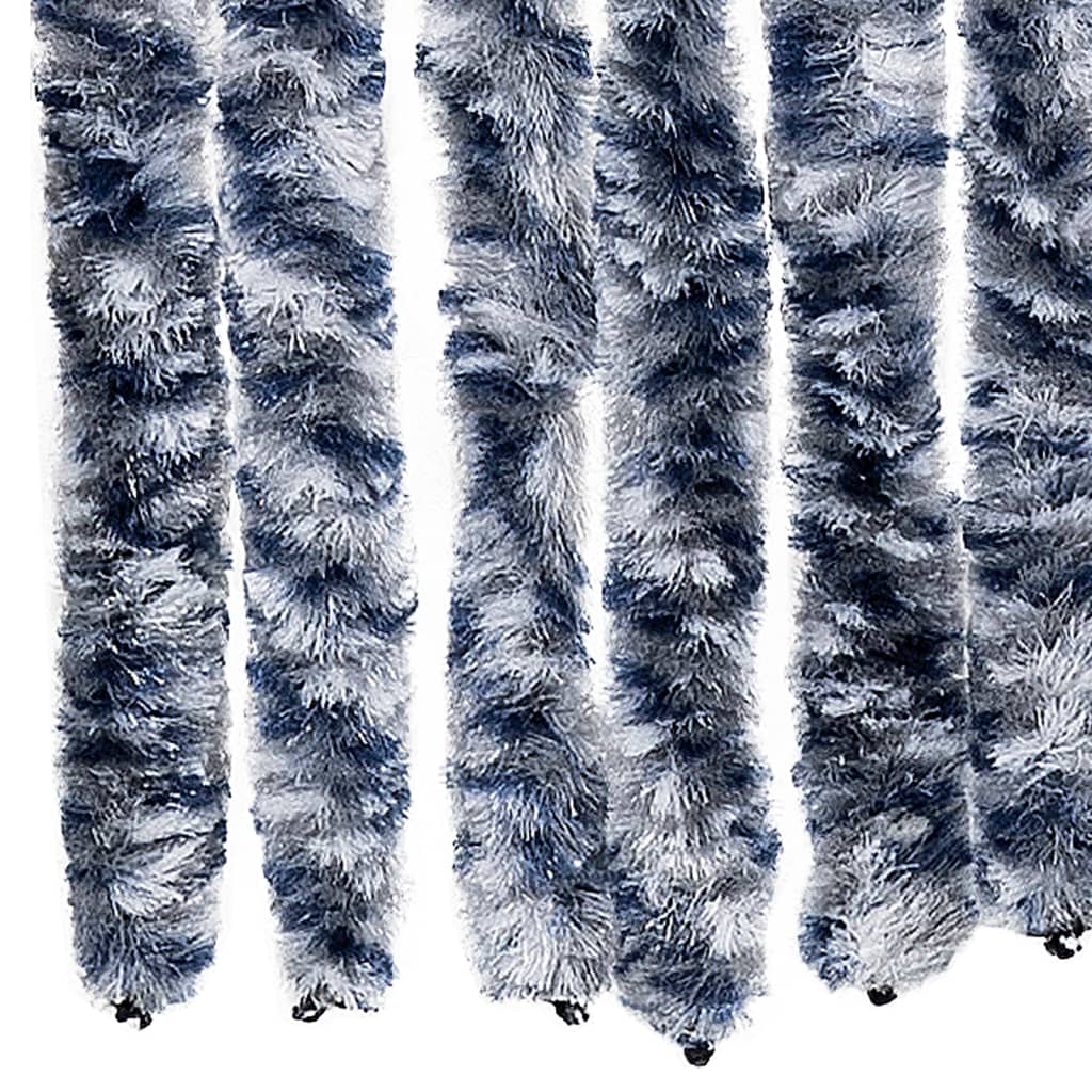 Vliegengordijn 56x200 cm chenille blauw en wit