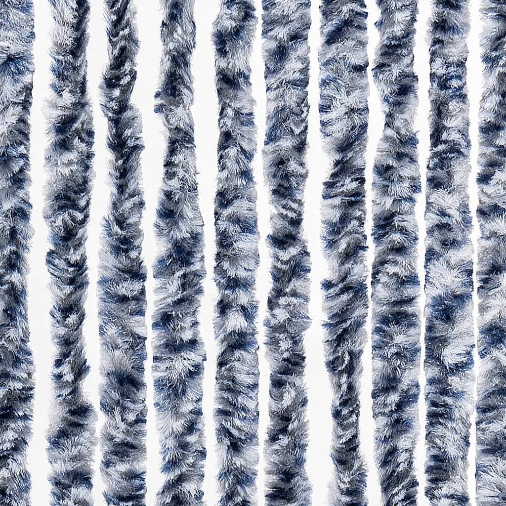 Vliegengordijn 56x200 cm chenille blauw en wit
