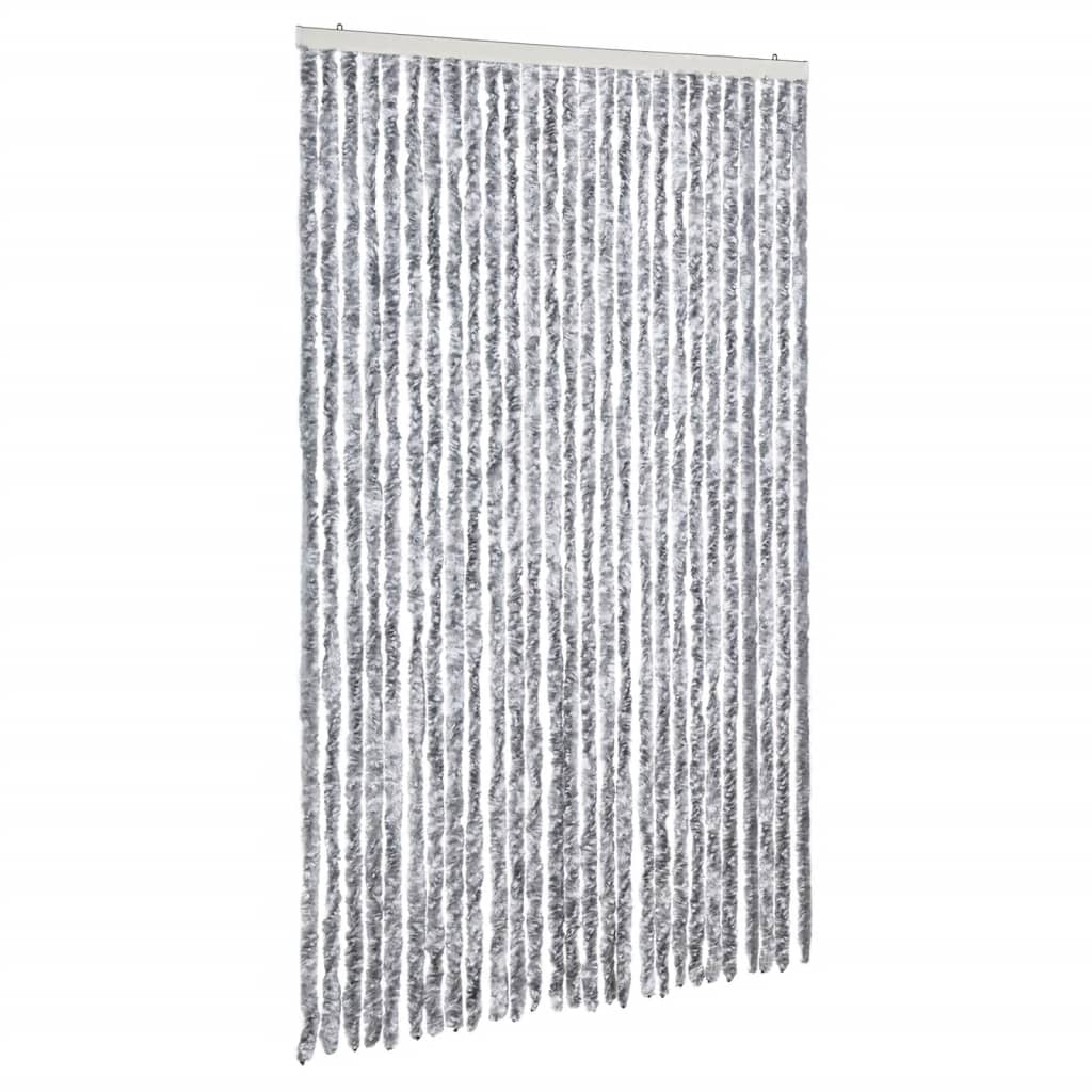 Vliegengordijn 118x220 cm chenille wit en grijs