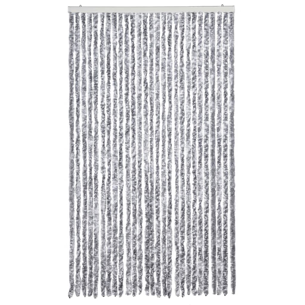 Vliegengordijn 118x220 cm chenille wit en grijs