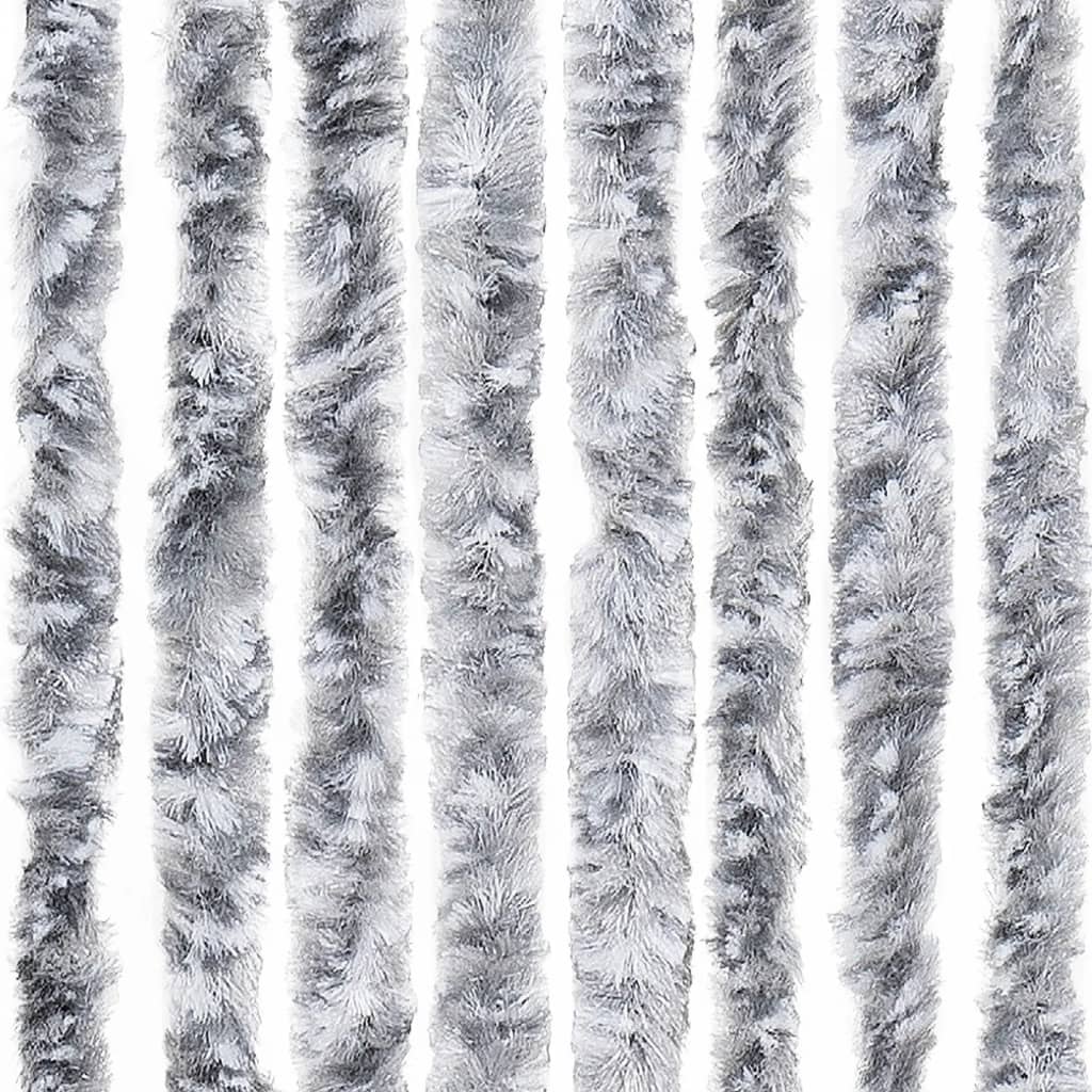 Vliegengordijn 118x220 cm chenille wit en grijs
