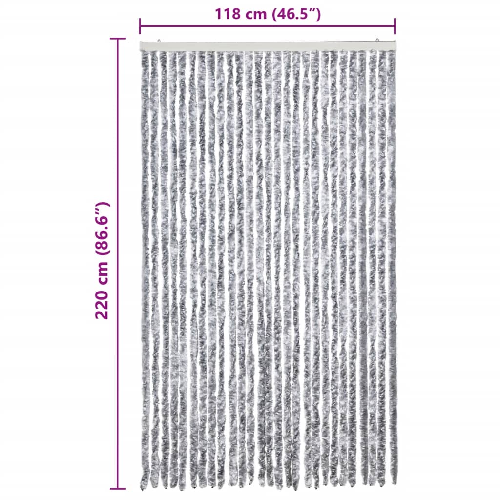 Vliegengordijn 118x220 cm chenille wit en grijs