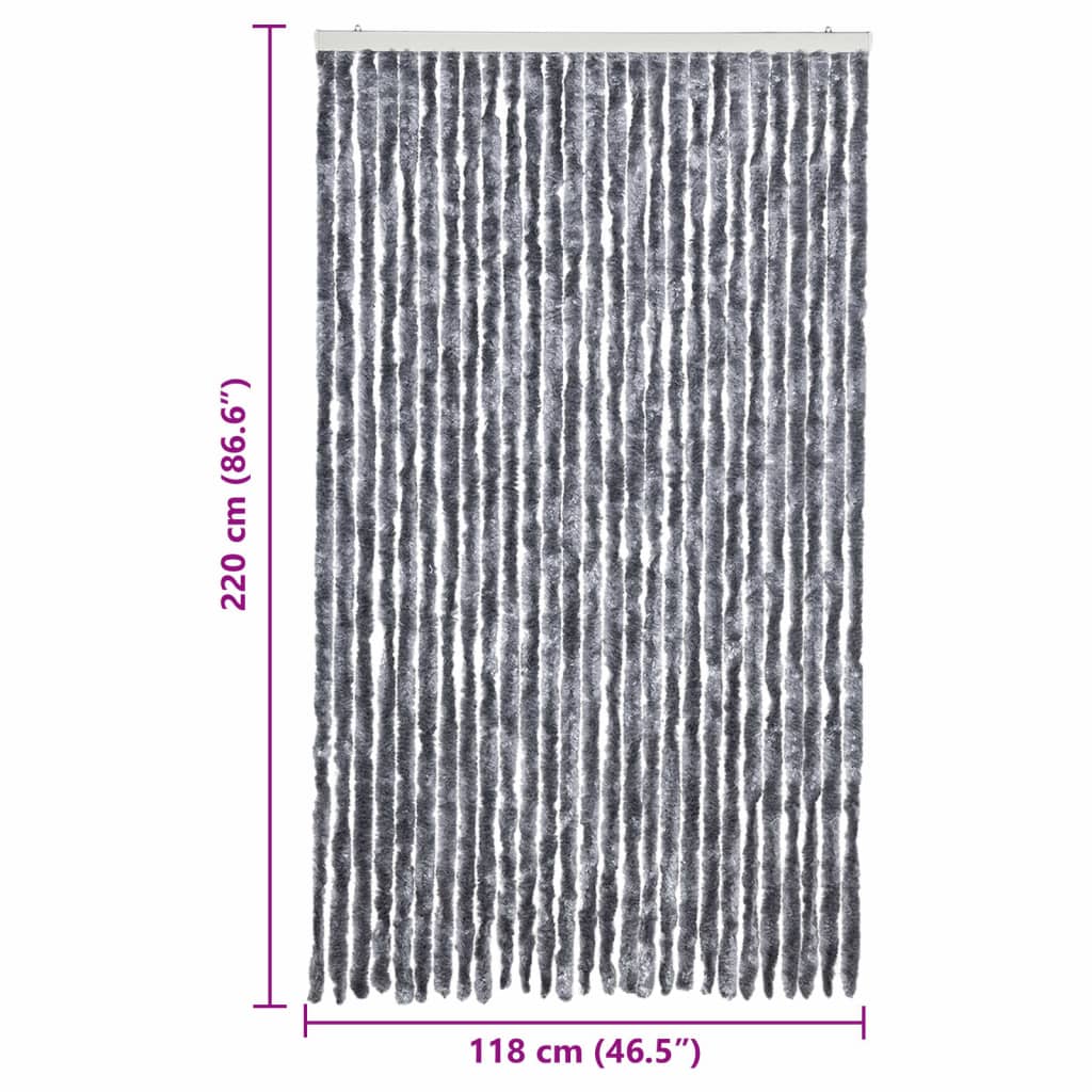 Vliegengordijn 118x220 cm chenille zilverkleurig