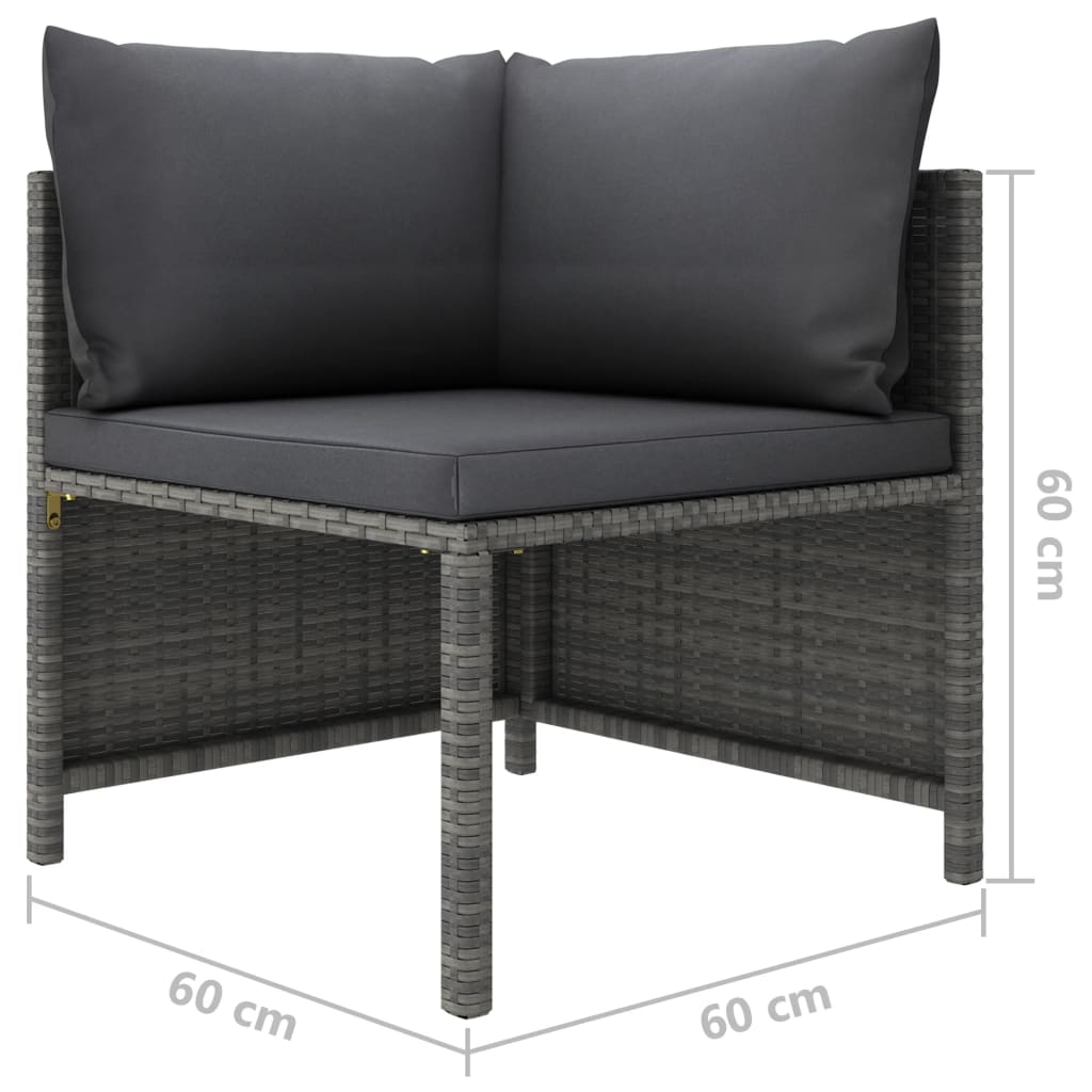 Hoekbank Sectioneel Met Kussens Poly Rattan Grijs 1