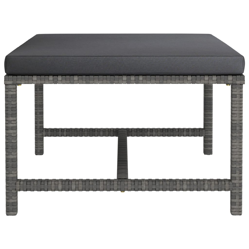 Voetensteun Sectioneel Met Kussen Poly Rattan Grijs 1