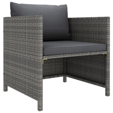 Tuinbank Met Kussens Poly Rattan Grijs 1 Fauteuil