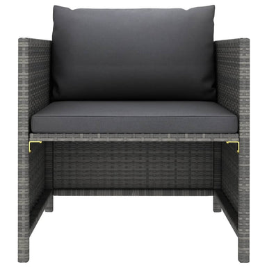 Tuinbank Met Kussens Poly Rattan Grijs 1 Fauteuil